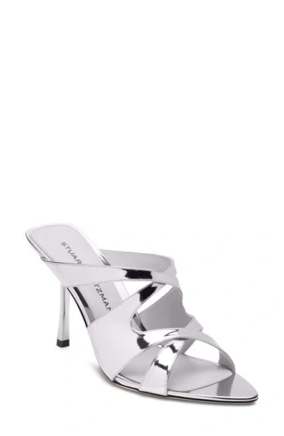 Stuart Weitzman Rbie Slide Sandal In Silver