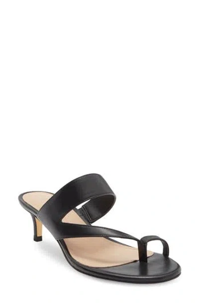 Stuart Weitzman Remy Slide 50 Leather Sandal In Black
