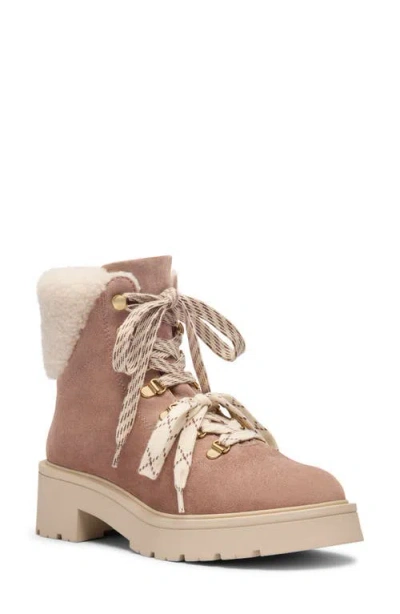 Stuart Weitzman Ren Genuine Shearling Lace-up Boot In Multi