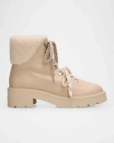 Stuart Weitzman Ren Shearling-lined Leather Hiker Boots In Multi
