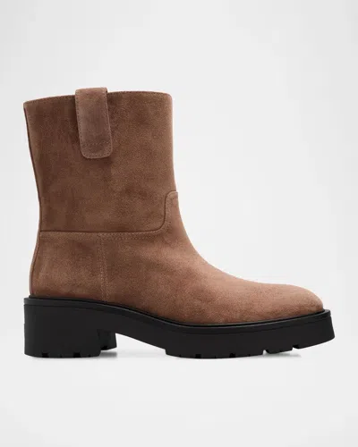 Stuart Weitzman Ren Suede Lug Sole Booties In Brown