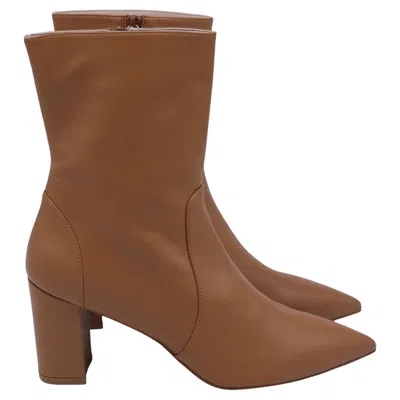 Pre-owned Stuart Weitzman Renegade Pointed-toe Ankle Boots In Brown Leather