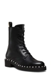 Stuart Weitzman Reverie Leather Lace-up Booties In Black
