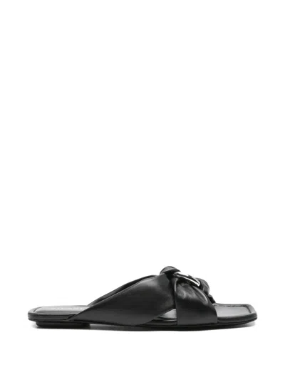 Stuart Weitzman Ring-detail Knotted Slides In Black