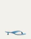 Stuart Weitzman Rio Denim Kitten-heel Thong Sandals