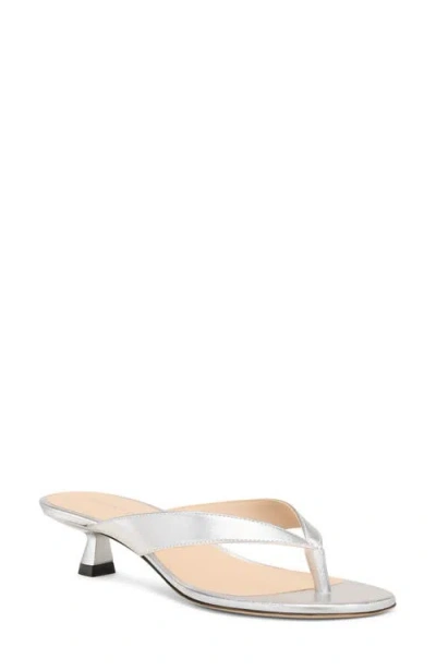 Stuart Weitzman Rio Kitten Heel Sandal In Silver