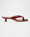 Stuart Weitzman Rio Leather Kitten-heel Thong Sandals