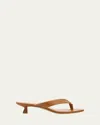 Stuart Weitzman Rio Leather Kitten-heel Thong Sandals In Brown