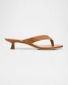 Stuart Weitzman Rio Leather Kitten-heel Thong Sandals