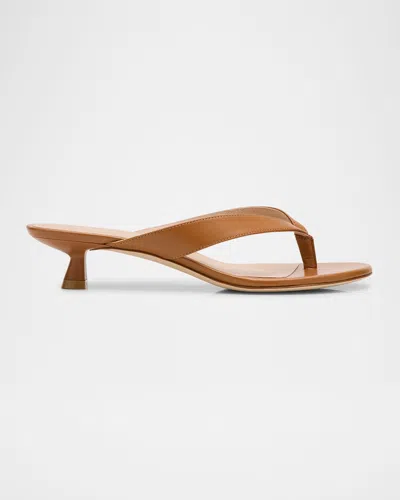 STUART WEITZMAN RIO LEATHER KITTEN-HEEL THONG SANDALS