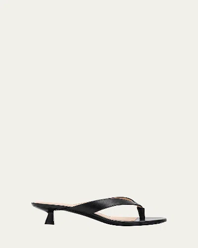 STUART WEITZMAN RIO LEATHER KITTEN-HEEL THONG SANDALS