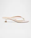Stuart Weitzman Rio Leather Kitten-heel Thong Sandals In Cream
