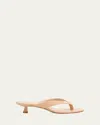 Stuart Weitzman Rio Leather Kitten-heel Thong Sandals In Neutral