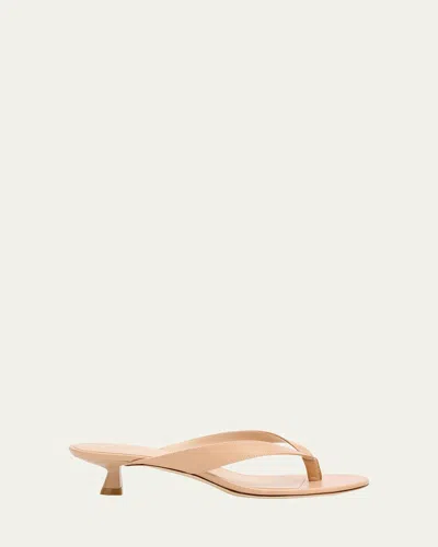 STUART WEITZMAN RIO LEATHER KITTEN-HEEL THONG SANDALS