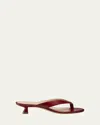 Stuart Weitzman Rio Leather Kitten-heel Thong Sandals In Red