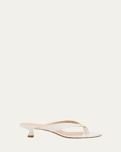 Stuart Weitzman 35mm Rio Sleek Patent Leather Thong Sandals In White