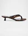 Stuart Weitzman Rio Leopard-print Nylon Kitten-heel Thong Sandals