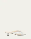 Stuart Weitzman Rio Metallic Kitten-heel Thong Sandals In Silver