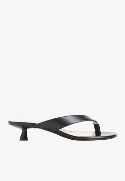 Stuart Weitzman Round-toe Flip-flops High-heeled Sandals In Black