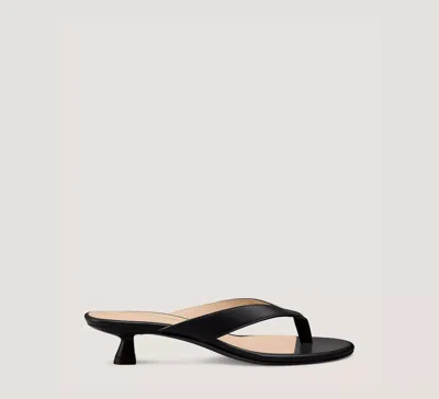 Stuart Weitzman Rio Leather Kitten-heel Thong Sandals In Black