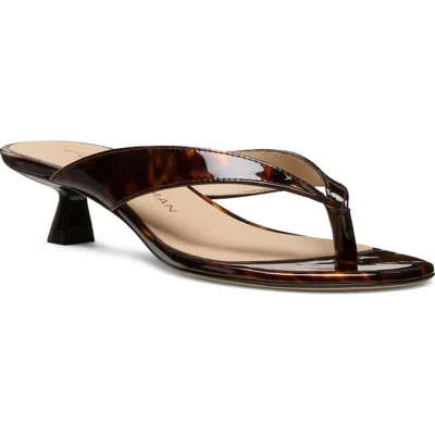 Stuart Weitzman 35mm Rio Sleek Patent Leather Thong Sandals In Brown