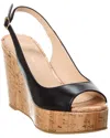 Stuart Weitzman Palmina Leather Wedge Sandal In Black