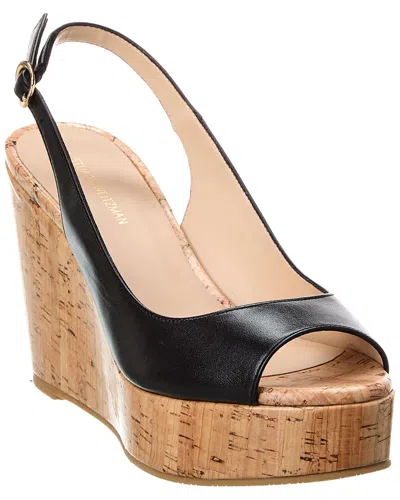 Stuart Weitzman Palmina Leather Wedge Sandal In Brown