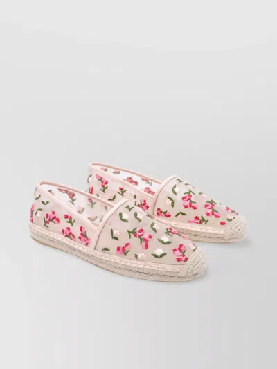 Stuart Weitzman Rose Embroidered Round Toe Espadrilles