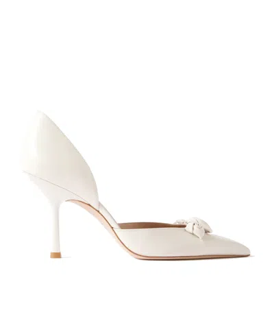 Stuart Weitzman Rosie D'orsay Appliquéd Leather Point-toe Pumps In White