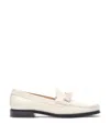Stuart Weitzman Lottie Leather Bow Loafers In White