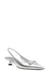Stuart Weitzman Rosie Pointed Toe Slingback Pump In Silver