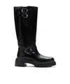 Stuart Weitzman Emerson Moto Boots In Black