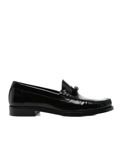 Stuart Weitzman Round Head Loafer Shoes In Black