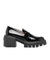 Stuart Weitzman Soho Glossed-leather Platform Loafers In Black