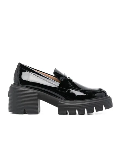Stuart Weitzman Soho Glossed-leather Platform Loafers In Black
