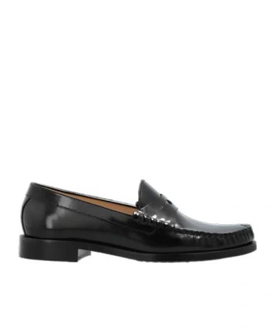 Stuart Weitzman Round Head Loafer Shoes In Black