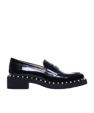 Stuart Weitzman Round Head Loafer Shoes In Black