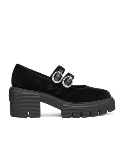 Stuart Weitzman Round Head Mary Jane Shoes In Black