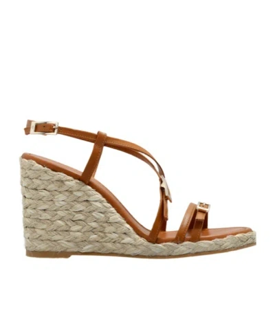 Stuart Weitzman Georgie Strappy Wedge Espadrille Sandals In Brown