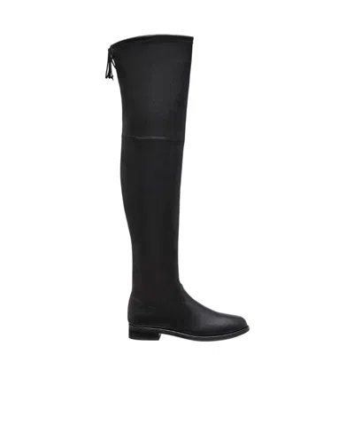 Stuart Weitzman Round-headed Knee-crossing Boots In Black
