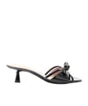 Stuart Weitzman Felicity Leather Bow Kitten-heel Mules In Black