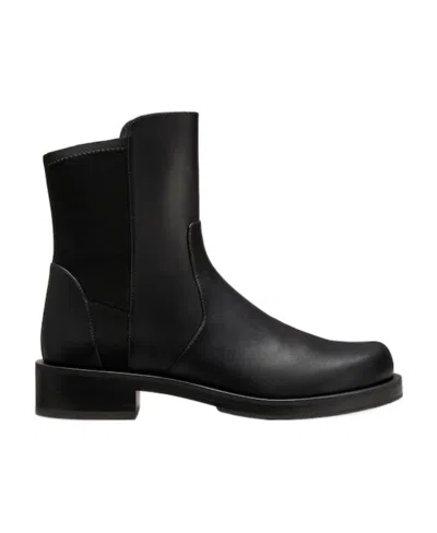 Stuart Weitzman Round-headed Short Boots In Black