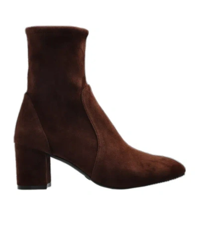 Stuart Weitzman Round Toe Ankle Boots In Brown