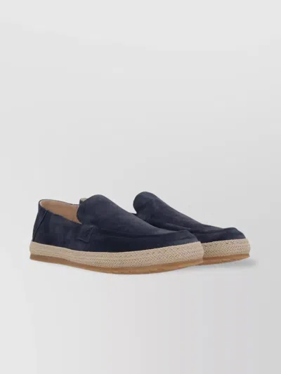 Stuart Weitzman Round Toe Espadrille Loafers With Suede Finish