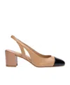 Stuart Weitzman Beige Slingback With Contrasting Toe In Beige