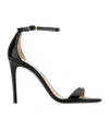 Stuart Weitzman Nudist Patent Leather Stiletto Platform Sandals In Black