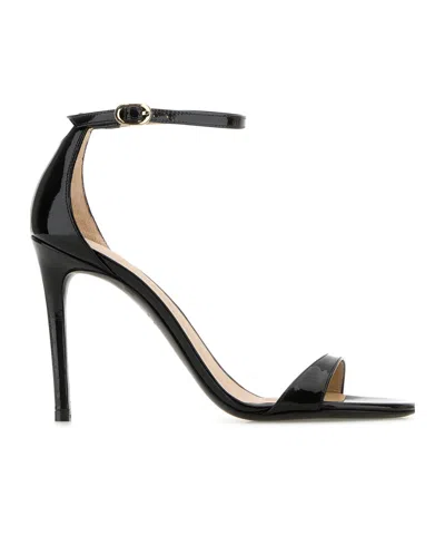 Stuart Weitzman Round Toe High Heel Sandals In Black