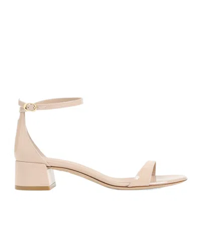 Stuart Weitzman Round Toe High Heel Sandals In Nude