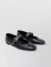 Stuart Weitzman Round Toe Leather Ballerina Shoes With Eyelet Detailing