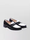 Stuart Weitzman Round Toe Leather Loafers With Penny Strap
